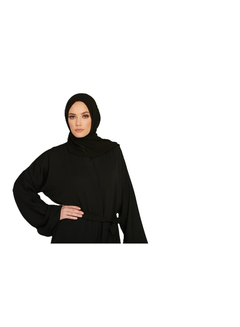 راحمة كوليكشنز ...عباية مفتوحة بسيطة وأنيقة، من قماش ندى الفاخر مع أكمام واسعة وحجاب للنساء والفتيات الصغيرات - Image 5
